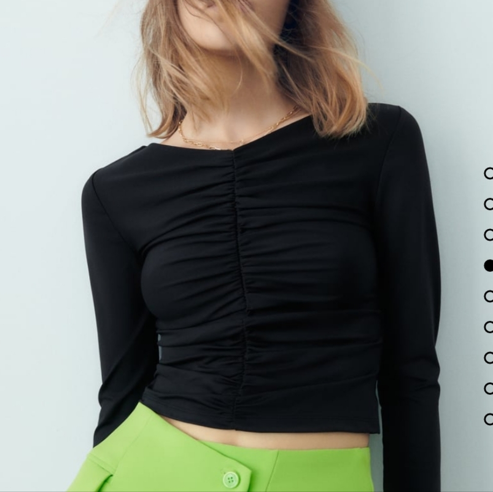 NWT Zara Ruched Elasticized Top - Picture 2 of 7